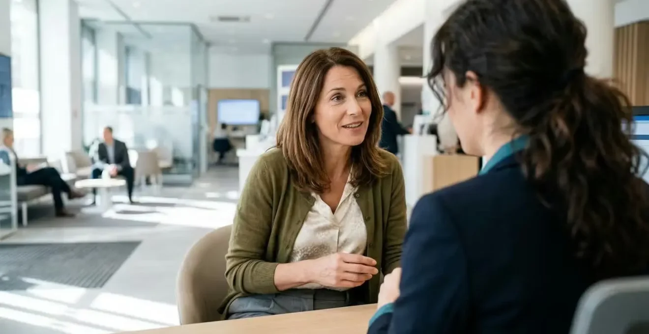 Femme discutant avec une conseillère bancaire pour un regroupement de crédits